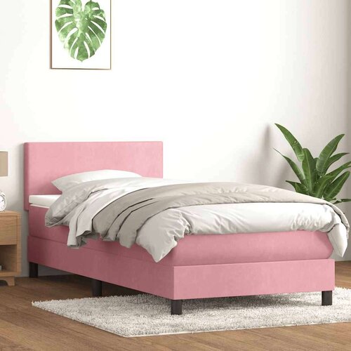 Box spring postelja z vzmetnico roza 100x220 cm žamet, (21792131) Slike