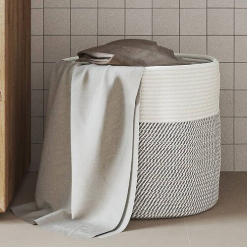 vidaXL Košara za pohranu sivo-bijela Ø 40 x 35 cm pamučna Cijene