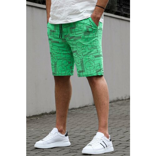 Madmext Green Patterned Comfort Fit Men's Capri Shorts 5497 Cene