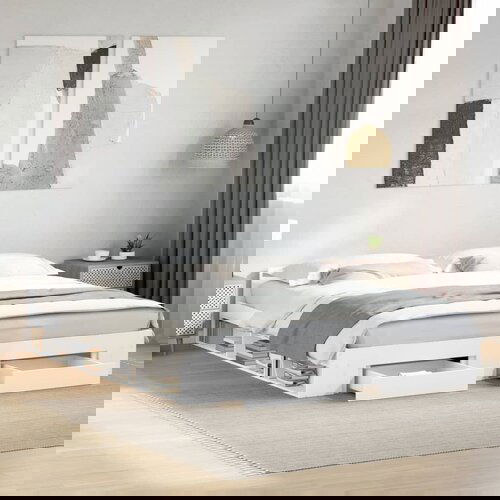 Furnova Posteljni okvir s predali bel 200x200 cm inženirski les, (21933951) Slike