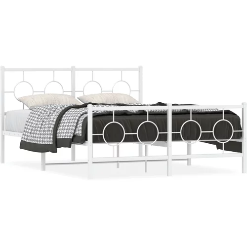 Metalni okvir kreveta uzglavlje i podnožje bijeli 140 x 190 cm