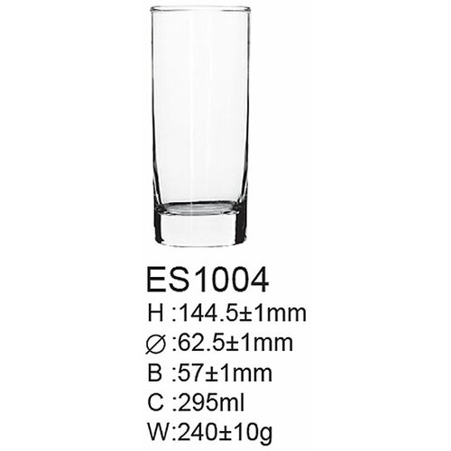  Staklena čaša za vodu,sok, duga pića,koktele 295 ml 6/1 ES1004 Cene