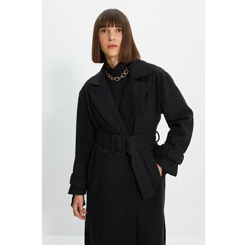 Trendyol Black Belted Oversize Cachet Coat Slike