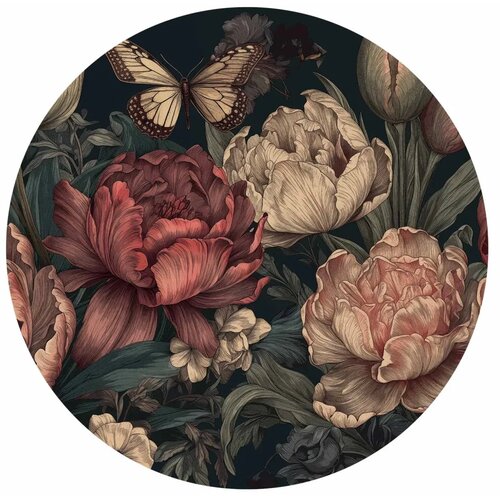  Okrugla fototapeta - Flowers on a turquoise background 140x140 Slike