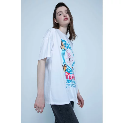 Defacto Oversize Fit Crew Neck Printed Short Sleeve T-Shirt