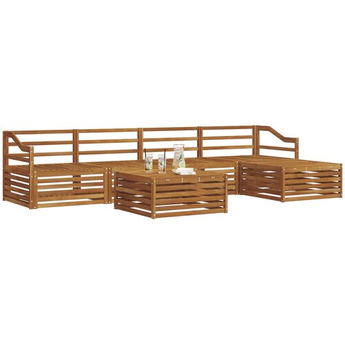  Set vanjskih sofa 6 kom. Prirodna Čvrsto drvo akacije Slike