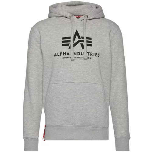 Alpha Industries Sweater majica siva melange / krvavo crvena / crna
