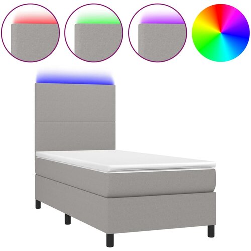 Krevet box spring s madracem LED svjetlosivi 80x200 cm tkanina Slike