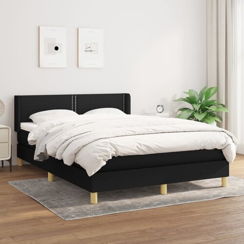VidaXL Box spring posteljni z vzmetnico črn 140x190 cm blago Slike
