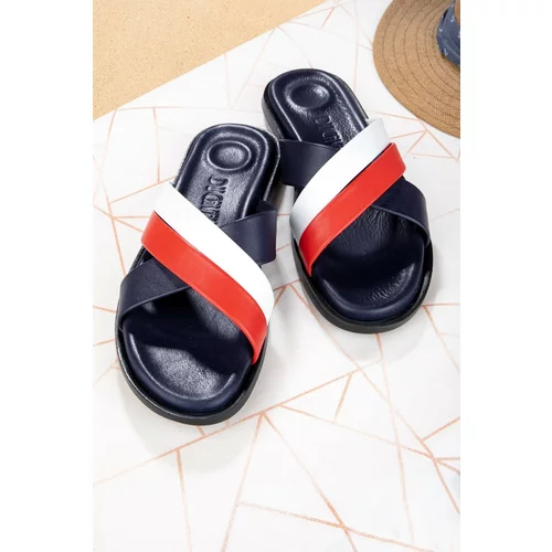 Ducavelli Bande Genuine Leather Men's Slippers, Genuine Leather Slippers, Orthopedic Sole Slippers, Leather Slippers.