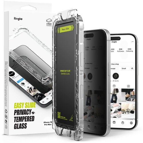 Ringke Kaljeno staklo Easy Slide (2 kom) za iPhone 16 Pro Max - Privacy Slike