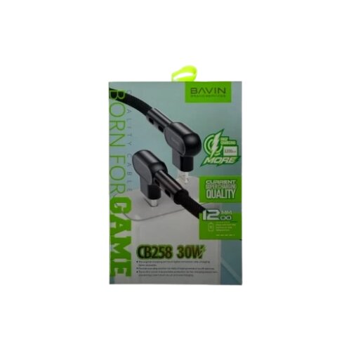 BAVIN kabl 90&amp;deg; 30W 1,2m Type C-Lightning bela - CB258PD Slike