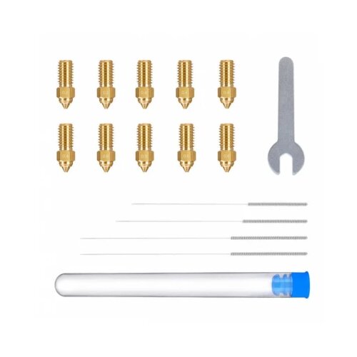 Elegoo neptune 4/4 pro multi-size brass nozzle pack (2pcs 0.2mm, 4pcs 0.4mm, 2pcs 0.6mm, 2pcs 0.8mm) Slike