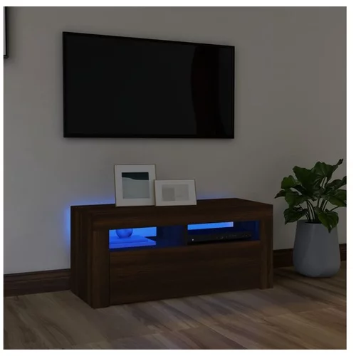  TV omarica z LED lučkami rjavi hrast 90x35x40 cm