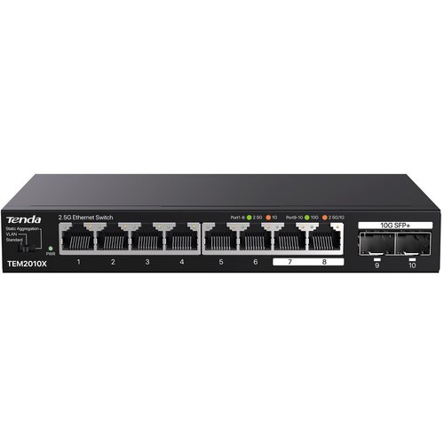 Tenda TEM2010X network switch 2.5G Ethernet (100 /1000 /2500) Desktop Black Slike