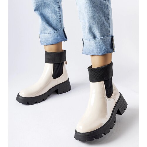 Gemre Beige slip-on worker ankle boots Breolungi Cene