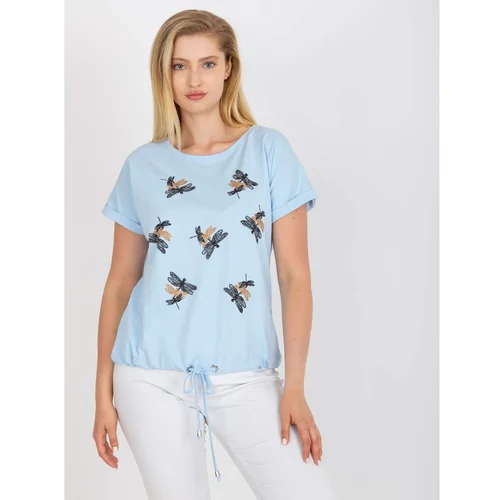 Fashion Hunters Plus size light blue t-shirt with round neck