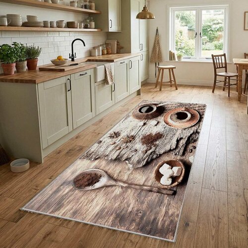  Staza za kuhinju 80x160cm sa gumenom podlogom &ndash; Kafa i kocke &scaron;ećera, VKG-034 Cene