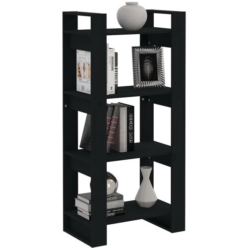  za knjige / pregrada crni 60x35x125 cm od masivnog drva Slike
