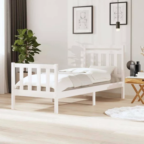  Okvir za krevet od masivnog drva bijeli 75 x 190 cm 2FT6 mali