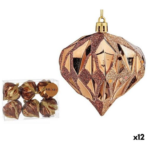  Set božićnih kuglica Dijamant Smeđa Plastika 8 x 9 x 8 cm (12 kom.) Slike