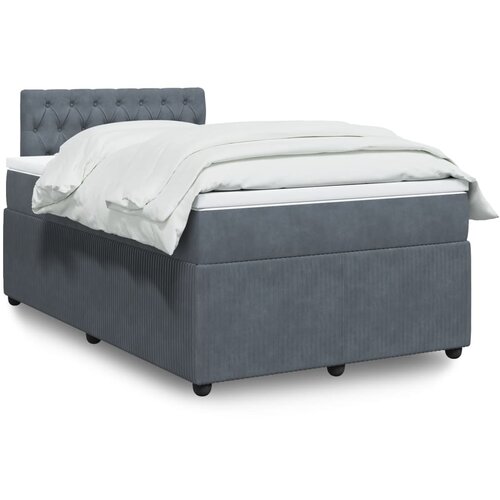 VidaXL Box spring postelja z vzmetnico temno siva 120x200 cm žamet Slike