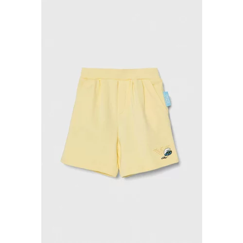 Emporio Armani Bombažne kratke hlače za dojenčke x The Smurfs rumena barva