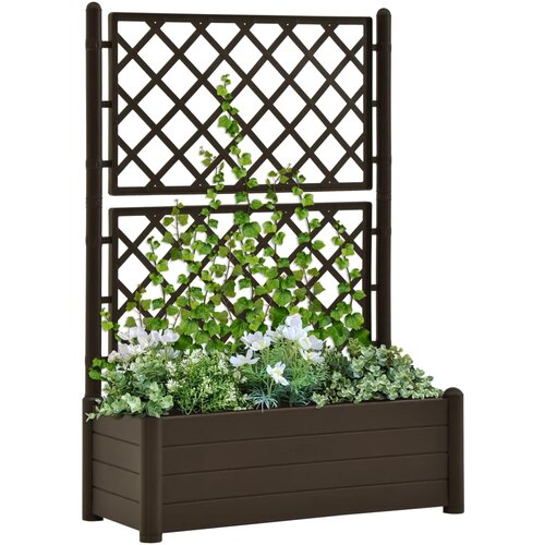 vidaXL Vrtno cvetlično korito z oporno mrežo 100x43x142 cm PP mocha Cene