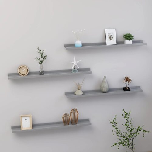 VidaXL Zidne police 4 kom sive 80 x 9 x 3 cm Slike