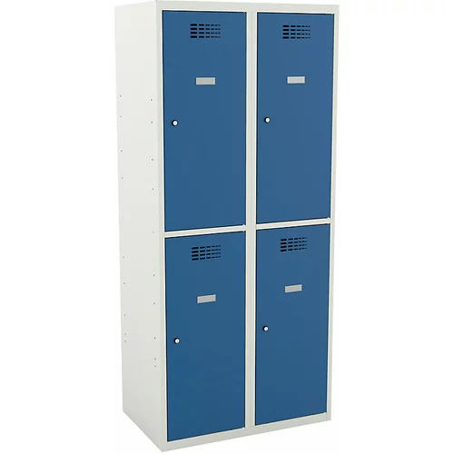  Polvisoka garderobna omara, VxŠxG 1800 x 800 x 500 mm, s podnožjem, svetlo modra vrata