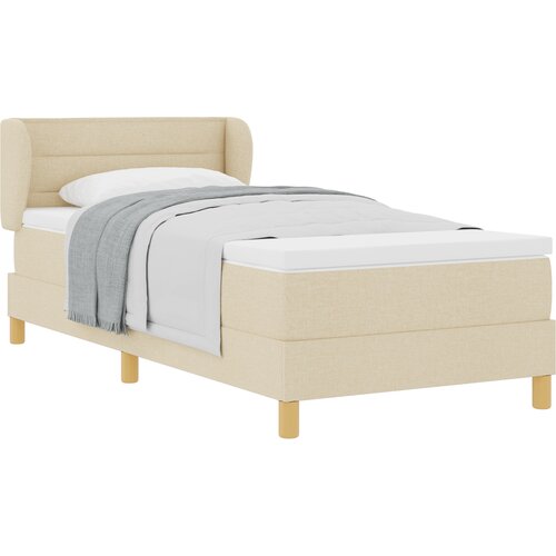 VidaXL Box Spring Postelja z Vzmetnico v Krem Barvi - 90x190 cm Tkanina, (22051990) Slike
