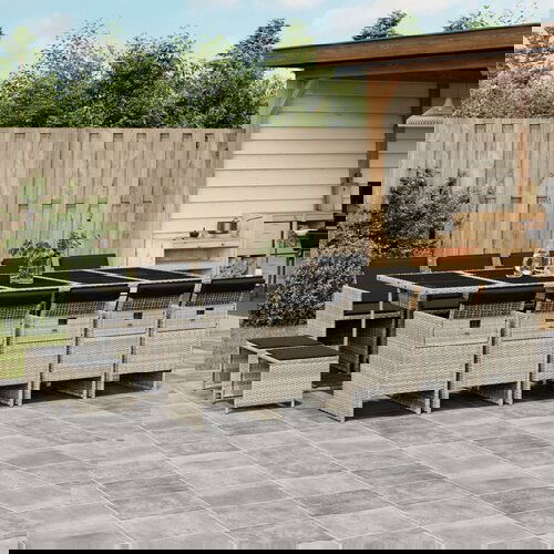 VidaXL 15-dijelni vrtni blagovaonski set s jastucima svijetlosivi Slike