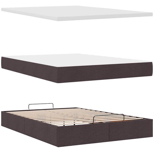  Otomanski krevet s madracem i LED tamnosmeđi 140x190 cm tkanine Slike
