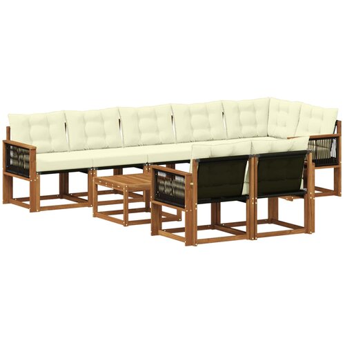 vidaXL Zunanja garnitura za sedenje z blazino 9 pcs Naravna in smetana, (5000280056) Cene