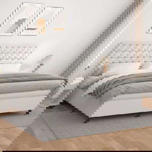 The Living Store Box spring postelja z vzmetnico bel 160x200 cm umetno usnje - Box Spring Postelja, (21519857) Cene