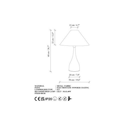 Opviq Stona lampa Luna-15268, 50x50x68 cm, IP20, Crno-bijela Slike