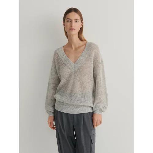 Reserved - Predimenzionirani džemper s mješavinom vune - light grey