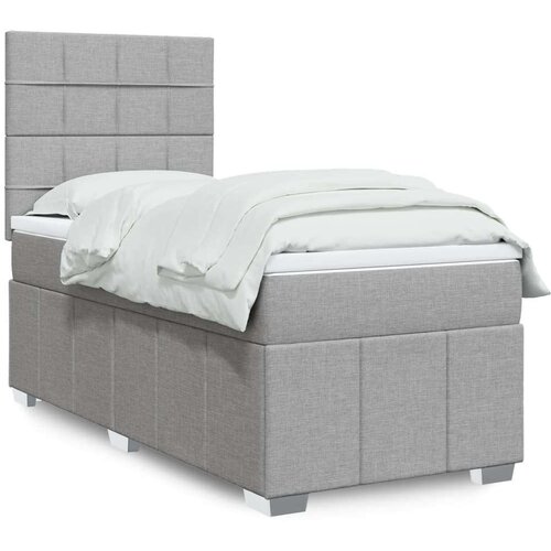 vidaXL Box spring krevet s madracem svjetlosivi 90x190 cm od tkanine Cijene