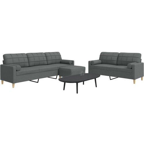 vidaXL 3-dijelni set sofa s tabureom i jastucima tamnosivi tkanina Cijene