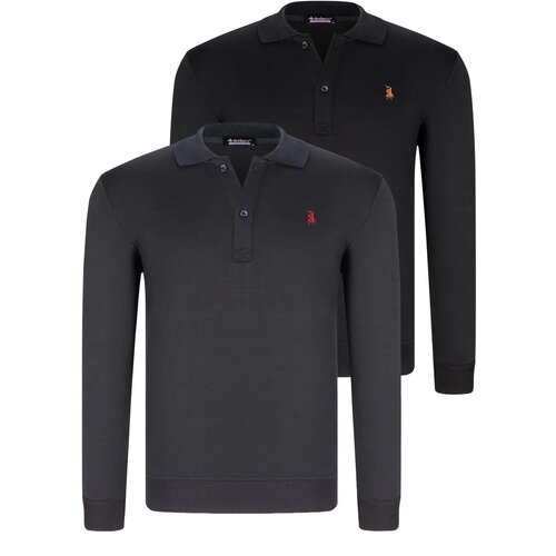Dewberry DOUBLE SET V4007 MEN'S SWEATSHIRT-BLACK-NAVY BLUE Cene