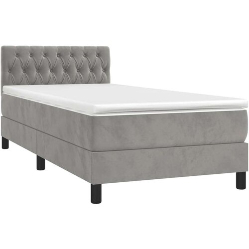 Box spring krevet s madracem svjetlosivi 90x190 cm bar&amp;scaron;unasti Slike