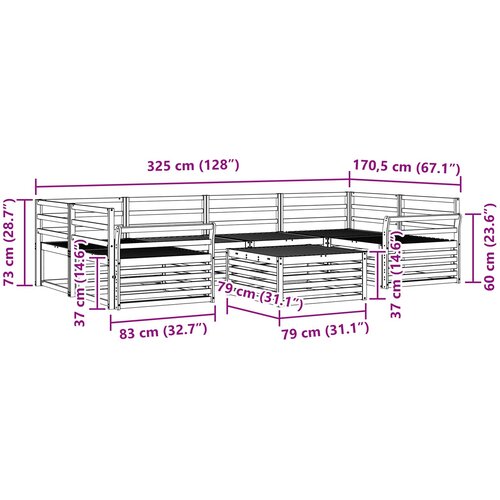  Set vanjskih sofa 7 kom. Prirodna Čvrsto drvo akacije Slike