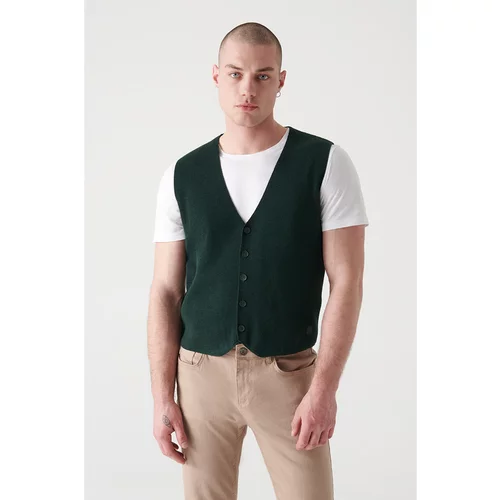 Avva Men's Green Textured Vest