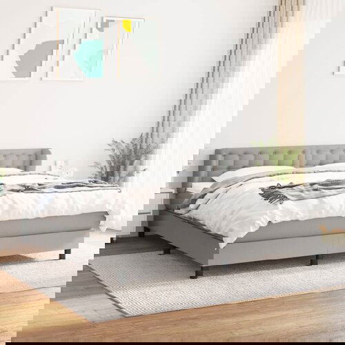 The Living Store Box spring postelja z vzmetnico svetlo siva 160x200 cm žamet - Box Spring Postelja, (21489197) Slike