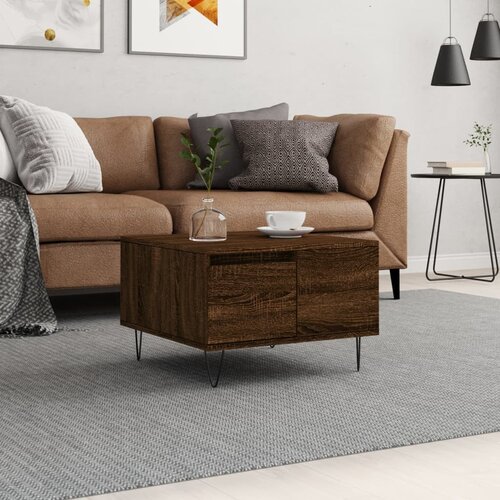 VidaXL Klubska mizica rjavi hrast 55x55x36,5 cm inženirski les Slike