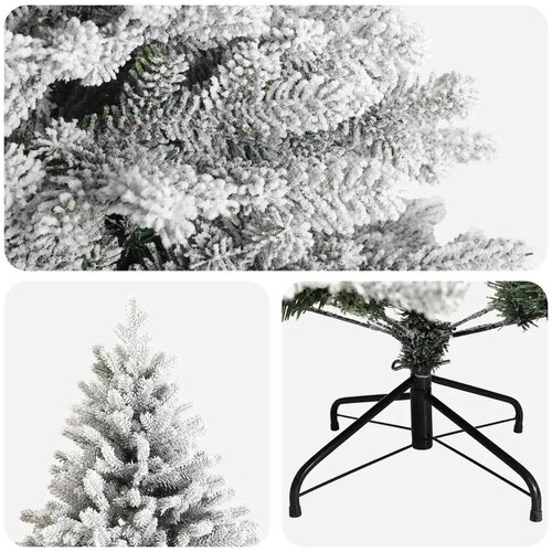  Umjetno božićno drvce s nogom 180 cm PVC i metal - Zelena i bijela 180 cm bez LED svjetala Slike
