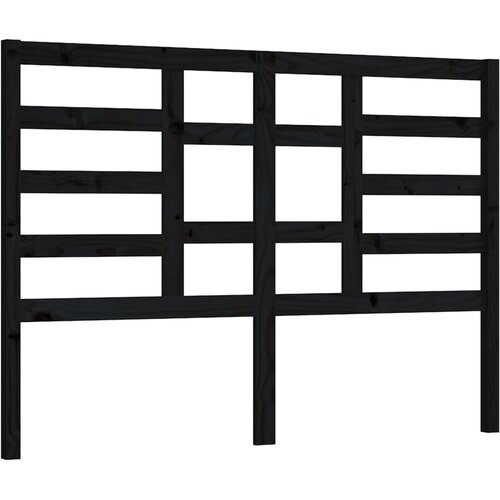  Uzglavlje za krevet crno 126 x 4 x 104 cm od masivne borovine Slike