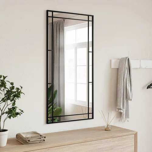 Zidno ogledalo crno 50 x 100 cm pravokutno željezno