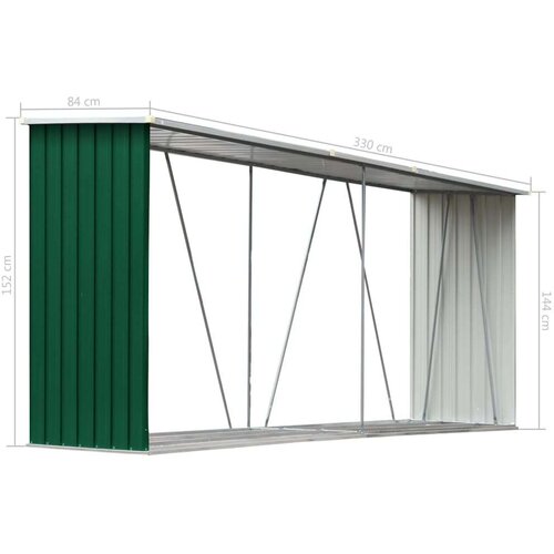  Ostava za drva od pocinčanog čelika 330x84x152 cm zelena Slike
