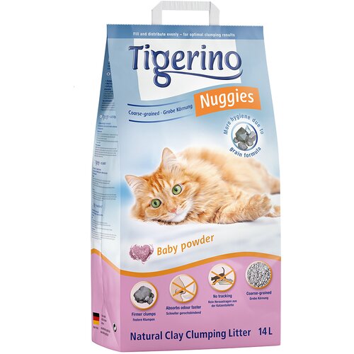 Tigerino Nuggies mačji pijesak - 2 x 14 l Nuggies mačji pijesak krupni - miris baby pudera Cijene